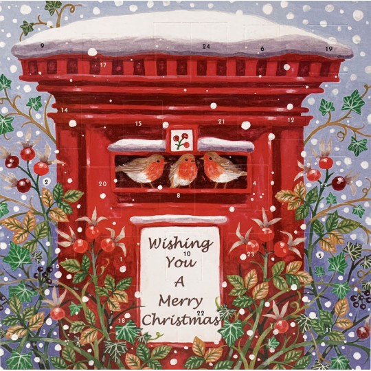 Christmas Post Box Advent Calendar ~ England ~ 8-3/8" x 8-3/8" 