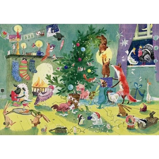 Colorful Animals Decorating for Christmas Advent Calendar ~ England ~ 12-3/4" x 9-3/4"