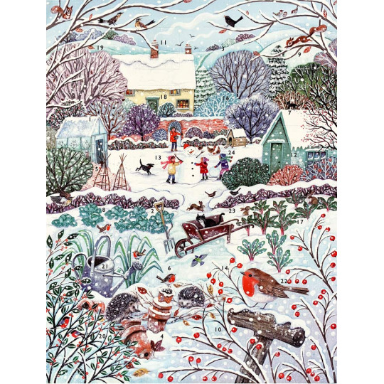 Snowy Countryside Garden Christmas Advent Calendar ~ England ~ 16-1/4" x 12-1/2"