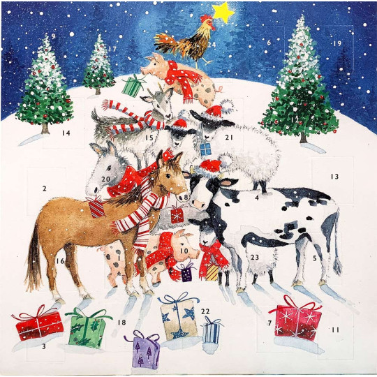Animals in Scarves Christmas Advent Calendar ~ England ~ 8-3/8" x 8-3/8" 