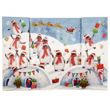 Standing 3D Penguin's Christmas Advent Calendar ~ England ~ 13-3/4" x 9-3/4" tall