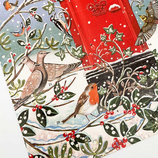 Country Red Postbox Advent Calendar ~ England ~ 16-1/4" x 12-1/2"