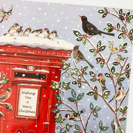 Country Red Postbox Advent Calendar ~ England ~ 16-1/4" x 12-1/2"