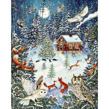 Owls and Woodland Cottage Advent Calendar ~ England ~ 16-1/4" x 12-1/2"