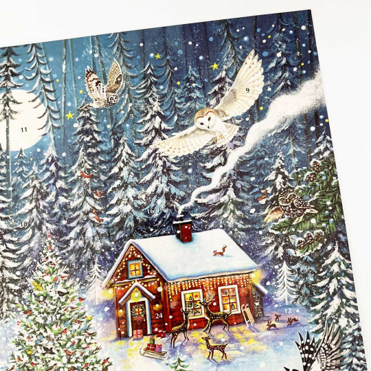 Owls and Woodland Cottage Advent Calendar ~ England ~ 16-1/4" x 12-1/2"