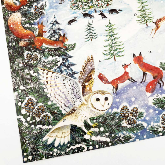 Owls and Woodland Cottage Advent Calendar ~ England ~ 16-1/4" x 12-1/2"
