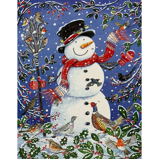 Snowman with Birds Christmas Advent Calendar ~ England ~ 12-3/4" x 9-3/4"