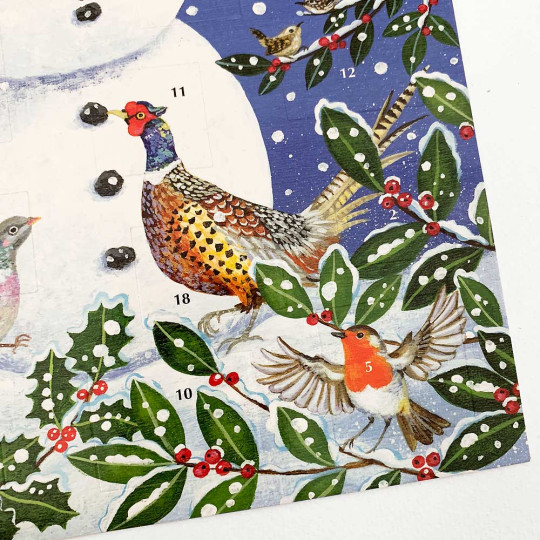 Snowman with Birds Christmas Advent Calendar ~ England ~ 12-3/4" x 9-3/4"