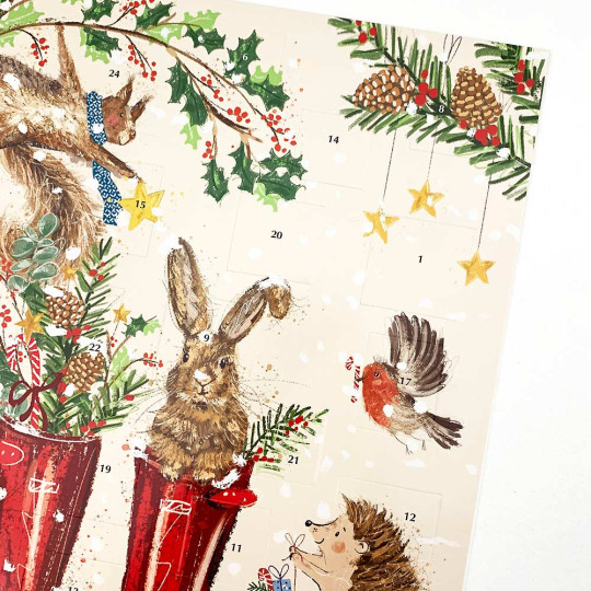 Rabbit in Red Boots Christmas Advent Calendar ~ England ~ 12-3/4" x 9-3/4"