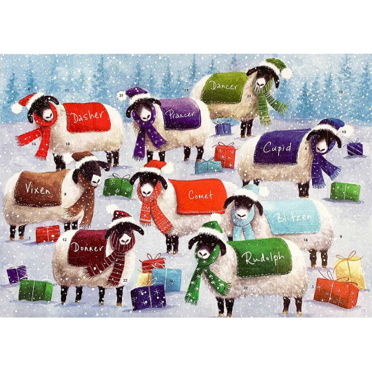 Sheep with Blankets Christmas Advent Calendar ~ England ~ 13-7/8" x 9-3/4"