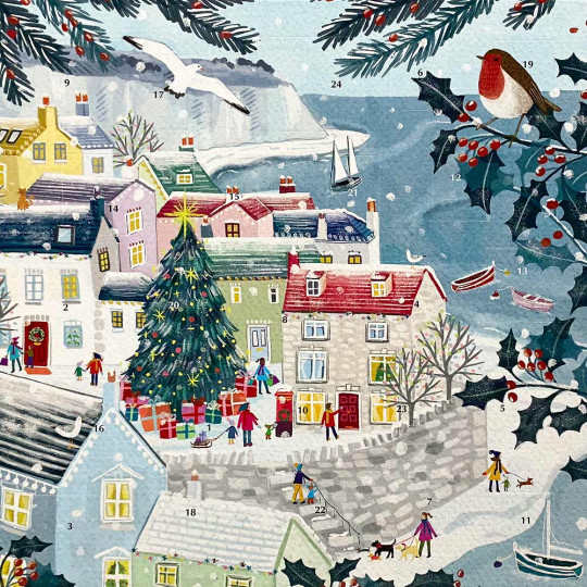 Christmas Harbor Advent Calendar ~ England ~ 8-3/8" x 8-3/8" 