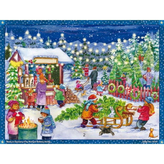 Christmas Tree Farm Paper Advent Calendar ~ 14" x 10-1/2"
