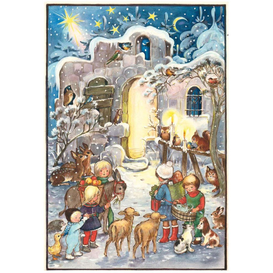 Children with Animals Vintage Style Advent Calendar