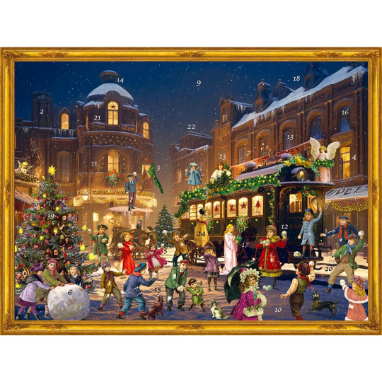 Victorian Christmas Tram Advent Calendar ~ 14" x 10-1/2"