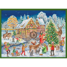Christmas at the Mill Paper Advent Calendar ~ 14" x 10-1/2"