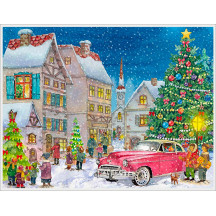 Red Christmas Car Paper Advent Calendar ~ 14" x 10-1/2"
