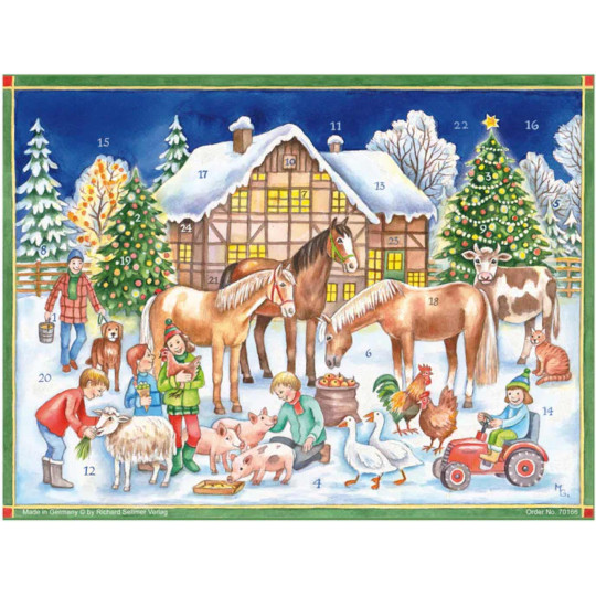Christmas at the Farm Paper Advent Calendar ~ 14" x 10-1/2"