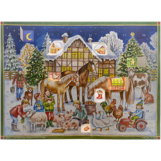 Christmas at the Farm Paper Advent Calendar ~ 14" x 10-1/2"
