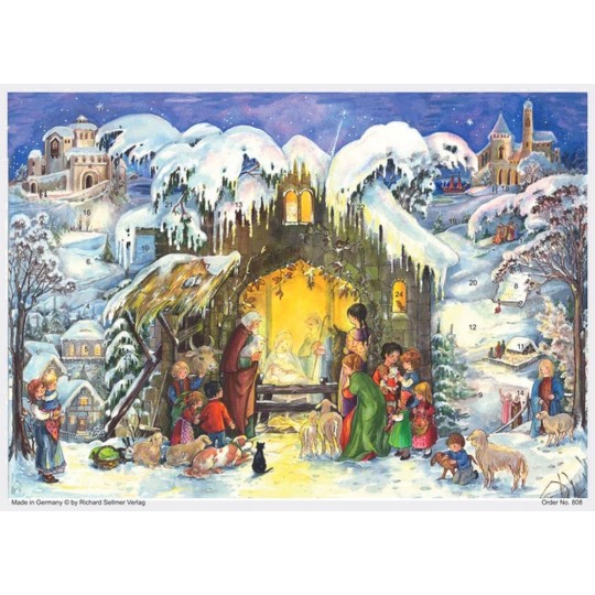Nativity Manger Religious Paper Advent Calendar ~ 8" x 11-3/4"
