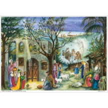 Stable of Bethlehem Paper Advent Calendar ~ 11-5/8" x 8-1/2"