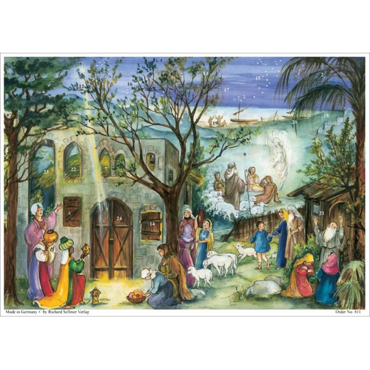 Stable of Bethlehem Paper Advent Calendar ~ 11-5/8" x 8-1/2"