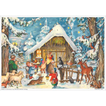 Waiting in Front of the Stable Paper Advent Calendar ~ 11-5/8" x 8-1/2"