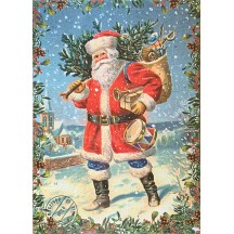 Santa with Gifts and Greenery Advent Calendar ~ 16-1/2" x 11-3/4"