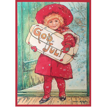 Christmas Girl with Gifts Paper Advent Calendar ~ 8-1/4" x 11-5/8" ~ Jenny Nystrom