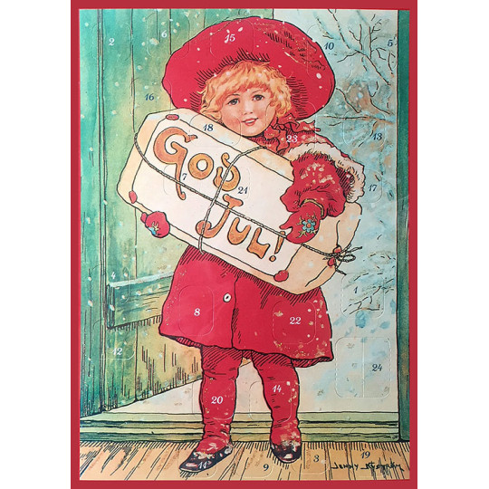 Christmas Girl with Gifts Paper Advent Calendar ~ 8-1/4" x 11-5/8" ~ Jenny Nystrom