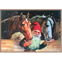 Tomte Gnome with Horses Paper Advent Calendar~ 11-5/8" x 8-1/4" ~ Jenny Nystrom