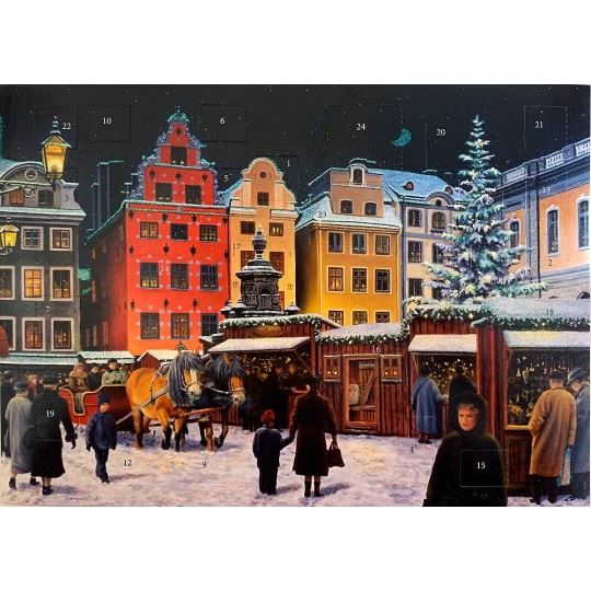 Swedish Christmas Market Advent Calendar from Sweden ~ 11-5/8" x 8-1/4"