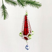 Fancy Elaborate Faceted Drop Glass Bead Christmas Ornament ~ 4" long ~ Czech Republic