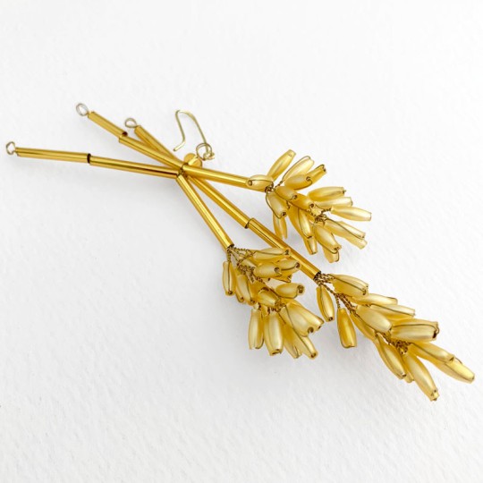 Golden Wheat Beaded Ornament ~ 4-3/4" long ~ Czech Republic