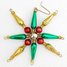 Multi-colored Glass Bead Pointed Star Ornament ~ 3-1/4" ~ Czech Republic