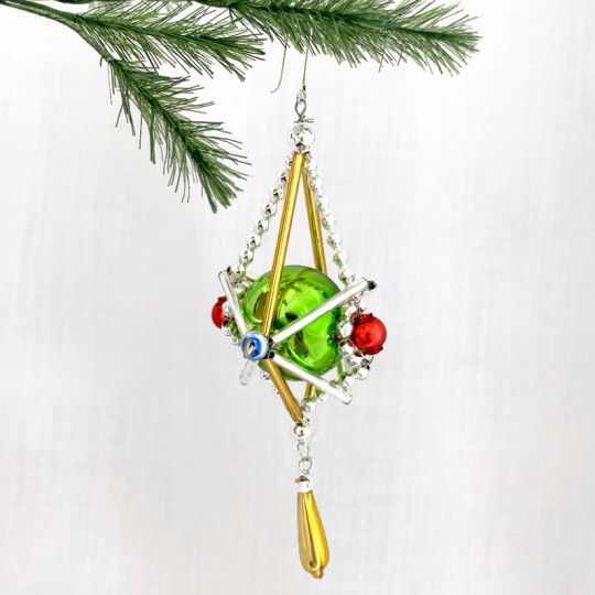 Fancy Elaborate Drop Glass Bead Christmas Ornament ~ 4" ~ Czech Republic