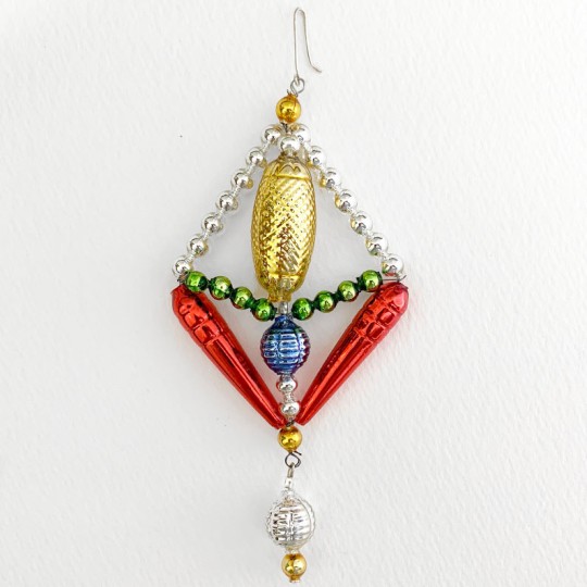 Multi-colored Glass Bead Fantasy Ornament ~ 5" ~ Czech Republic