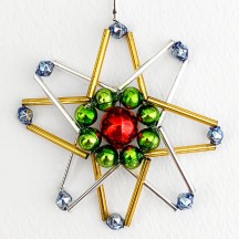 Multi-colored Glass Bead Atomic Star Ornament ~ 3" ~ Czech Republic