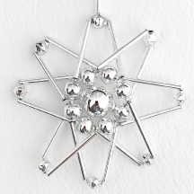 Silver Glass Bead Atomic Star Ornament ~ 3" ~ Czech Republic