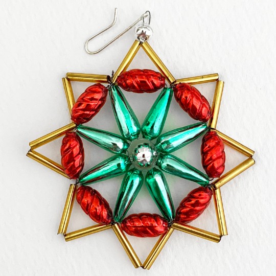 Multi-colored Glass Bead Star Ornament ~ 2-3/4" ~ Czech Republic