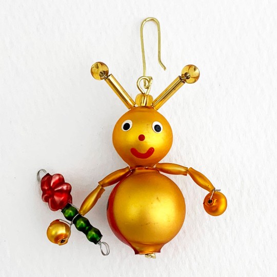 Beaded Little Ladybug Ornament ~ 2" ~ Czech Republic