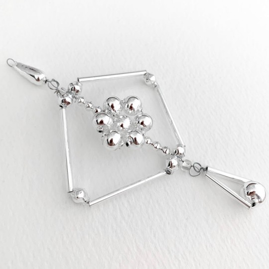 Silver Fancy Drop Glass Bead Christmas Ornament ~ 4-3/4" ~ Czech Republic