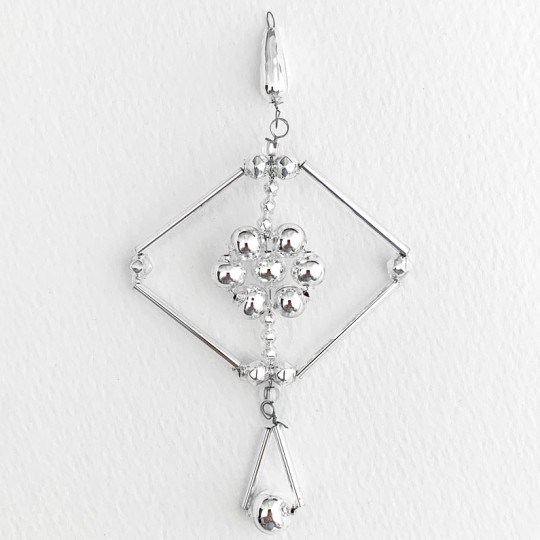 Silver Fancy Drop Glass Bead Christmas Ornament ~ 4-3/4" ~ Czech Republic