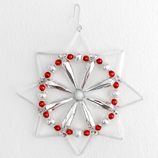 Fancy Glass Bead Pinwheel Snowflake Christmas Ornament ~ 4" ~ Czech Republic