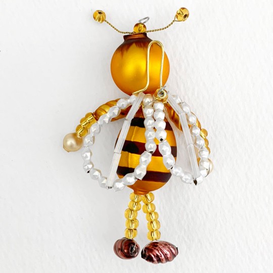 Beaded Bee Ornament ~ 3-1/2" ~ Czech Republic