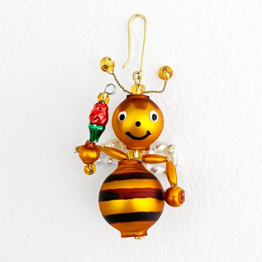 Beaded Little Bee Ornament ~ 2" ~ Czech Republic