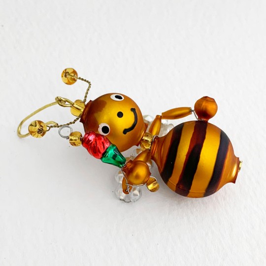 Beaded Little Bee Ornament ~ 2" ~ Czech Republic