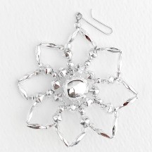 Silver Glass Bead Star Flower Ornament ~ 2-1/2" ~ Czech Republic