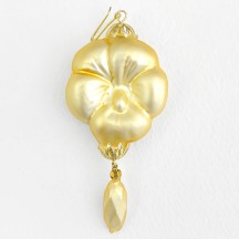 Pale Yellow Pansy Drop Glass Beaded Ornament ~ 3-3/4" ~ Czech Republic