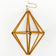 Golden 3-D Gem Glass Beaded Ornament ~ 3-1/2" ~ Czech Republic