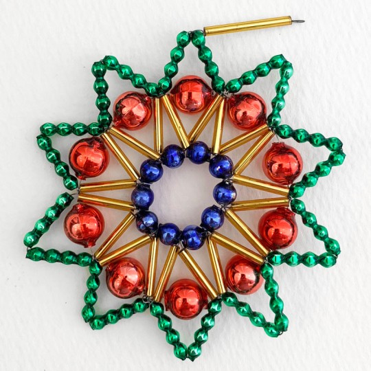 Multi Color Glass Bead Lace Star Ornament ~ 3" ~ Czech Republic